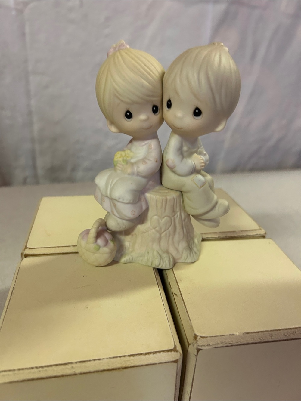Precious Moments Pastel Ivory Boy and Girl Figurine